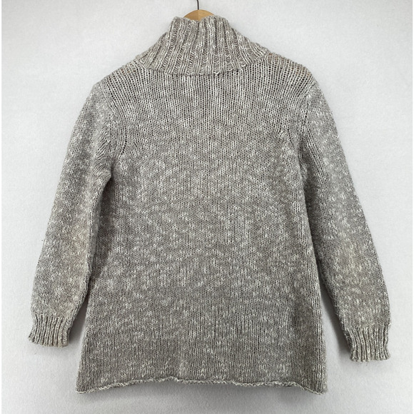 EILEEN FISHER Sweater M Organic Cotton Marled Chunky Turtleneck Pullover Gray - Picture 3 of 12